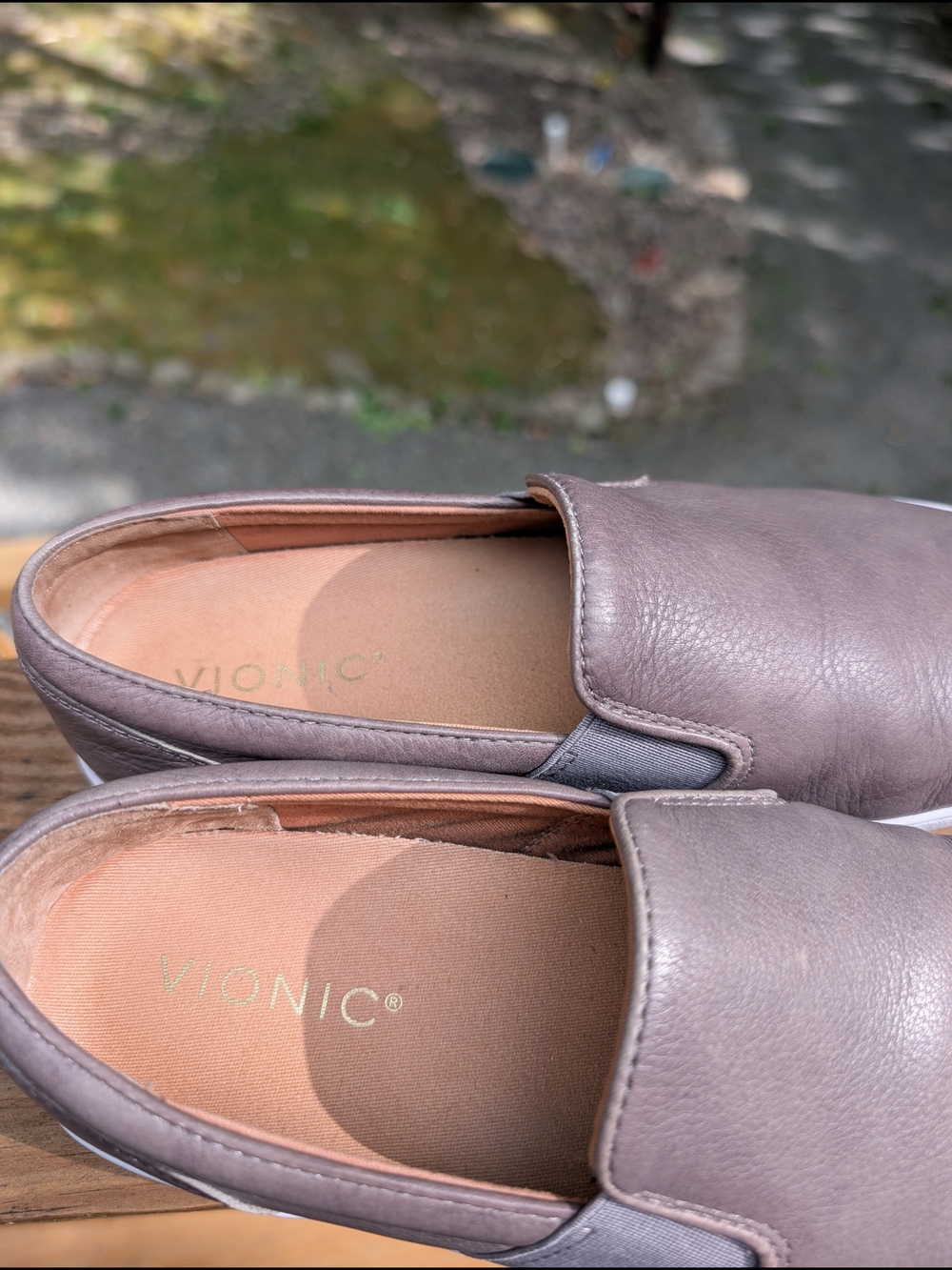 Vionic Slip-On Leather Sneakers in Taupe - Picture 4 of 6